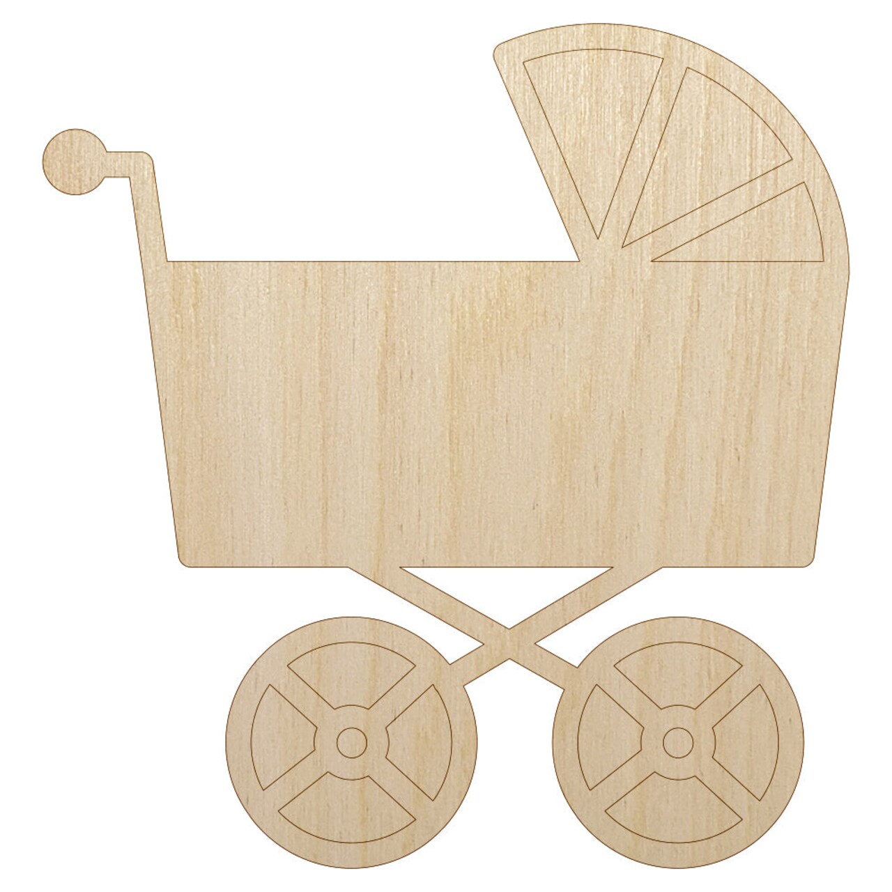 Baby Carriage Pram Stroller Unfinished Wood Shape Piece Cutout for DIY Craft Projects